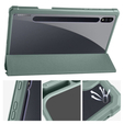 Husă pentru Samsung Galaxy Tab S7 Plus / Tab S7 FE, Smartcase Hybrid, cu spațiu pentru stylus, verde