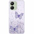 Husă pentru Xiaomi Redmi 13C / Poco C65, Glitter Butterfly, violet