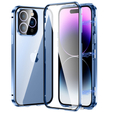 Husa pentru iPhone 14 Pro, Magnetic Dual Glass, albastru