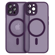 Husă pentru iPhone 16 Pro Max, pentru MagSafe, ERBORD Matt Case, violet închis + sticlă pentru ecran