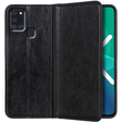 Huse pentru Samsung Galaxy A21S, Wallet Litchi Leather, negru